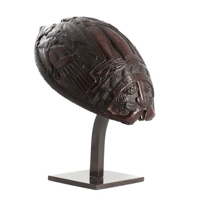 Lot 12 - A carved coconut cup inscribed 'Ambassade De Perse'