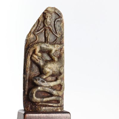 Lot 222 - A serpentine cippus 'magical' stela