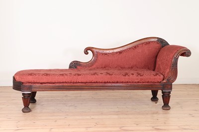 Lot 170 - A walnut chaise longue