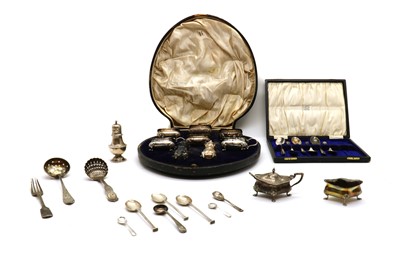 Lot 49 - A composed cased silver cruet set