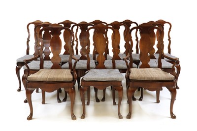 Lot 437 - A set of twelve Queen Anne style mahogany dining chairs
