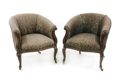 Lot 392 - A pair of late Victorian mahogany tub chairs
