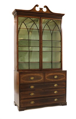 Lot 430 - A George III mahogany secretaire bookcase