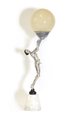 Lot 226 - An Art Deco silvered figural table lamp