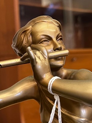 Lot 179 - An Art Deco cold-painted figure, 'The Flute Player'