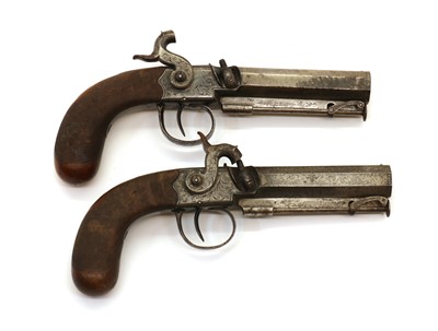 Lot 90 - A pair of percussion box-lock belt pistols