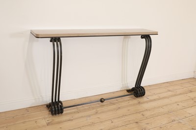 Lot 195 - An Art Deco wrought iron and marble console table