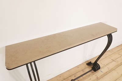 Lot 195 - An Art Deco wrought iron and marble console table
