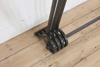 Lot 195 - An Art Deco wrought iron and marble console table