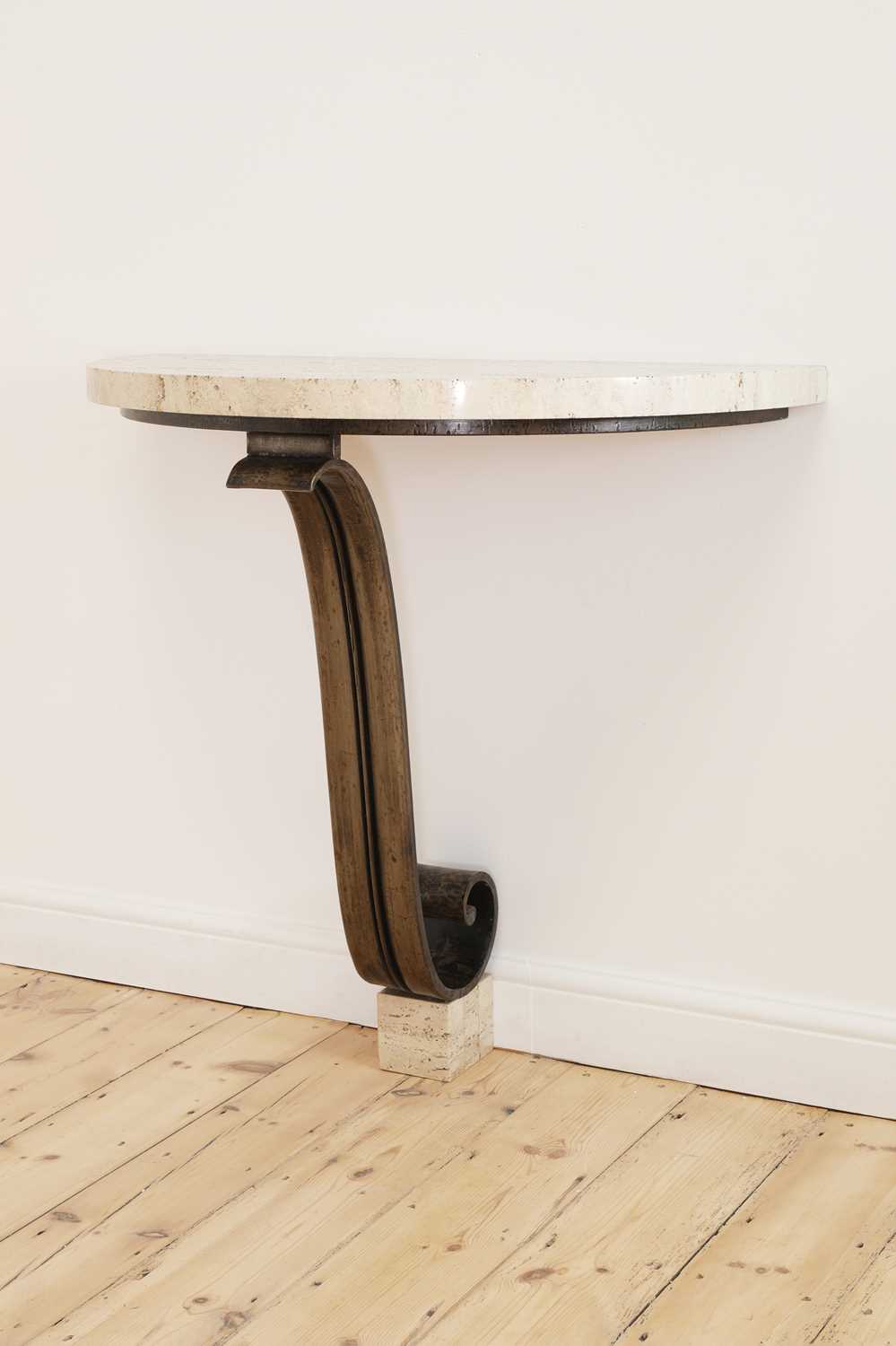 Lot 194 - A French Art Deco wrought iron and marble console