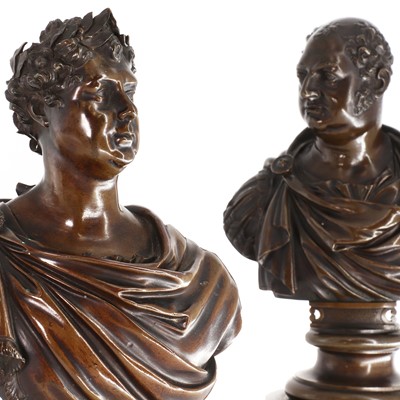 Lot 133 - A pair of Regency bronze busts of George IV and the Duke of York