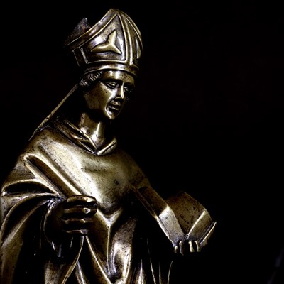 Lot 132 - A rare medieval bronze figure