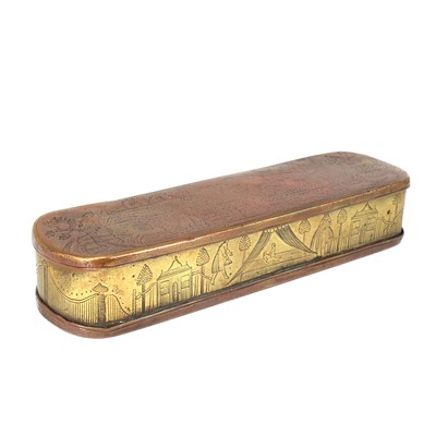 Lot 26 - An unusual copper and brass tobacco box