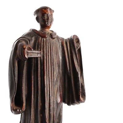 Lot 135 - An Indo-Portuguese carved wood figure of a Jesuit priest