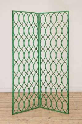 Lot 464 - A wrought iron two-fold screen