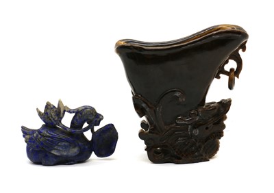 Lot 85 - A Chinese lapis lazuli carving