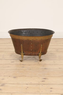 Lot 87 - A 'Birmingham Guild of Handicraft' brass and copper log bin