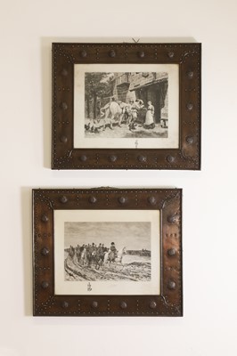 Lot 67 - A pair of Arts and Crafts copper picture frames