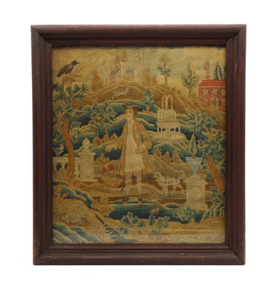 Lot 355 - A tent-stitch needlework panel