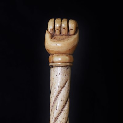 Lot 92 - A sailor's scrimshaw twist-carved whalebone cane