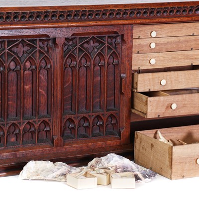 Lot 123 - A Victorian oak Gothic collector's cabinet