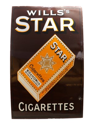 Lot 355 - A Will's Star Cigarettes enamel advertising sign