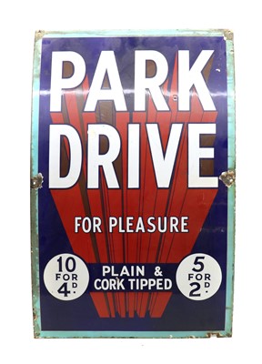 Lot 354 - A Park Drive enamel advertising sign