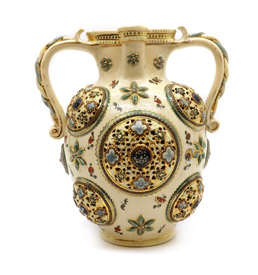 Lot 172 - A Fischer porcelain twin-handled jug