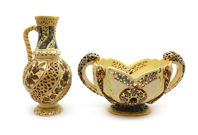 Lot 170 - A Fischer porcelain ewer