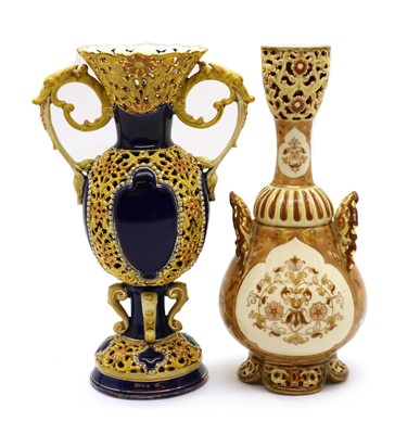 Lot 169 - A Zsolnay twin-handled porcelain vase