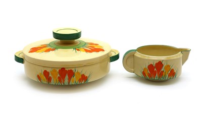 Lot 125 - A Clarice Cliff ‘Sungleam Crocus’ Odeon shaped tureen