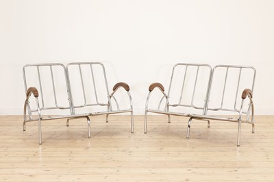 Lot 302 - A pair of 'du-al' chrome settees
