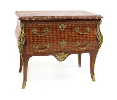 Lot 458 - A French Louis XV style inlaid walnut and rosewood commode