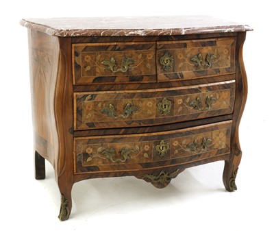 Lot 457 - A French Louis XV style inlaid walnut commode