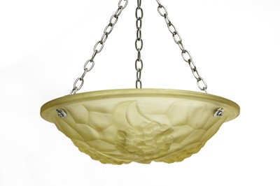Lot 171 - An Art Deco yellow moulded glass plafonnier