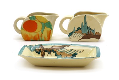 Lot 133 - A Clarice Cliff 'Dryday' Bon Jour creamer and plate
