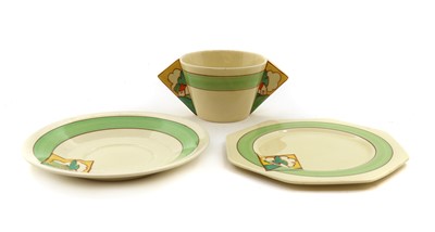 Lot 145 - A Clarice Cliff 'Stroud' twin handled conical soup cup