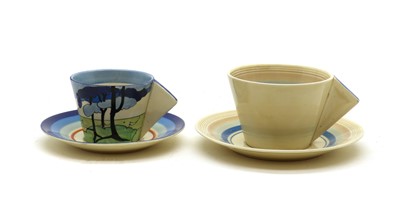 Lot 144 - A Clarice Cliff 'Blue Firs' conical cup and saucer