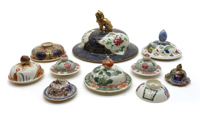 Lot 105 - A collection of Chinese famille rose and famille vert covers