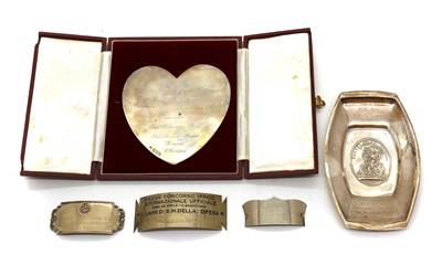 Lot 49 - A cased silver presentation plaque