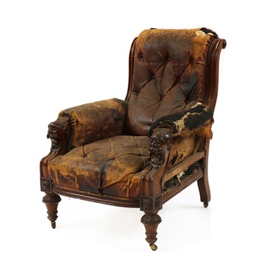 Lot 459 - An early Victorian mahogany leather library armchair