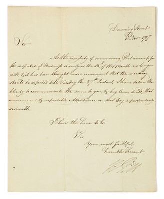 Lot 72 - William Pitt (prime minister): Autograph letter Signed