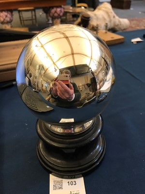 Lot 103 - A Victorian silvered glass scrying ball