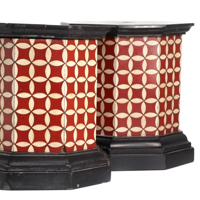 Lot 480 - A pair of Arts & Crafts marble and slate display stands