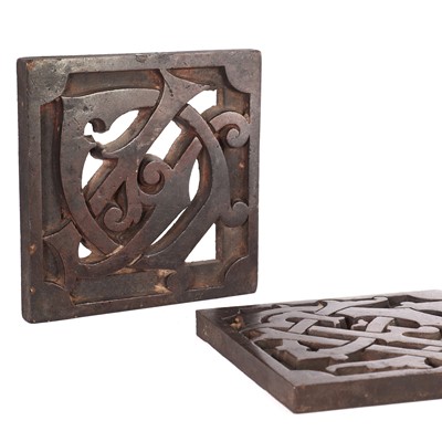 Lot 127 - Two cast bronze floor tiles