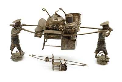 Lot 13 - A Chinese export novelty silver cruet set