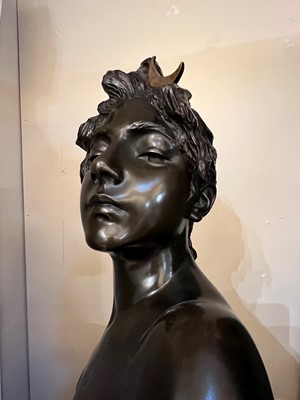 Lot 97 - A bronze bust of 'Diane'