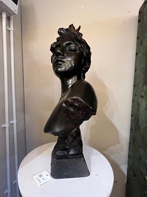 Lot 97 - A bronze bust of 'Diane'