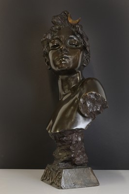 Lot 97 - A bronze bust of 'Diane'