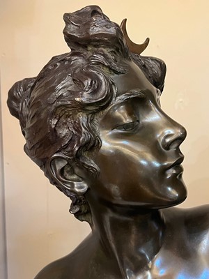 Lot 97 - A bronze bust of 'Diane'